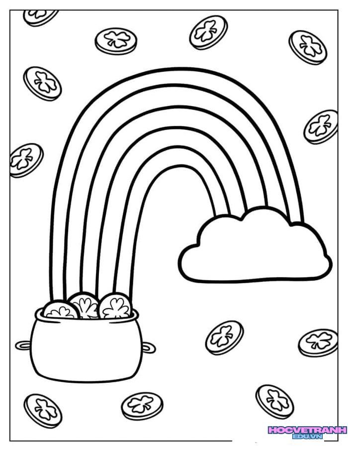 tranh tô màu cầu vồng xinh cute