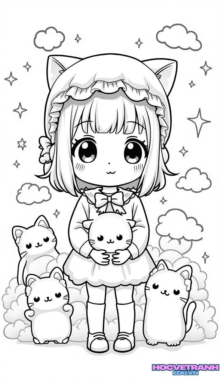 tranh tô màu chibi xinh