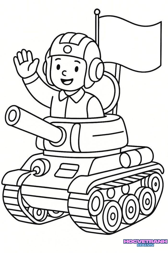 tranh tô màu chú bộ đội đẹp cute