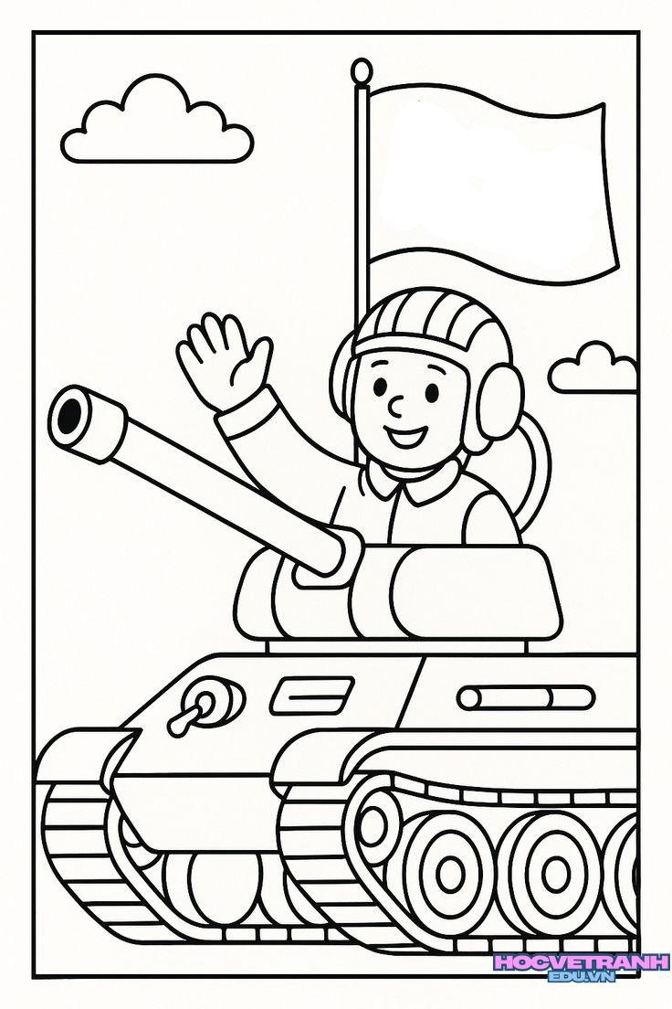 tranh tô màu chú bộ đội ngầu