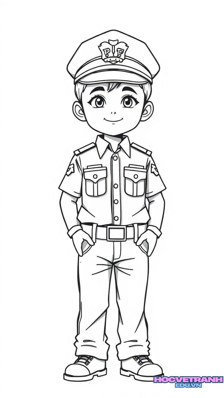 tranh tô màu chú bộ đội trẻ