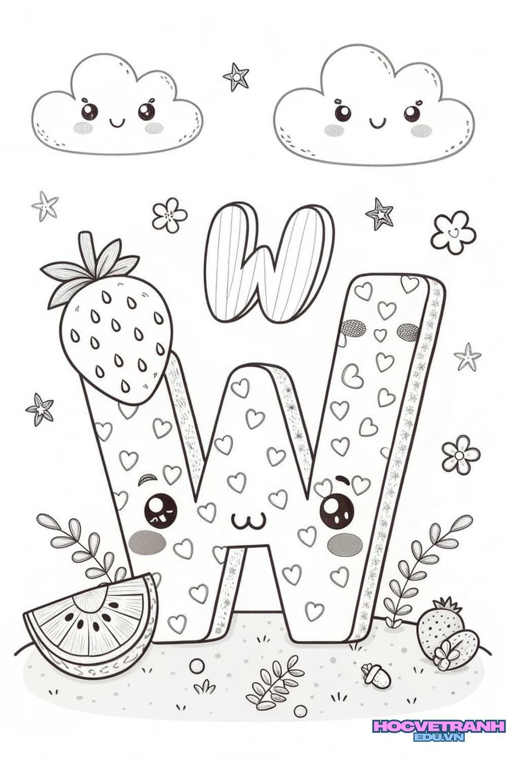 tranh tô màu chữ cái dễ học
