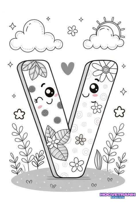 tranh tô màu chữ cái đơn giản