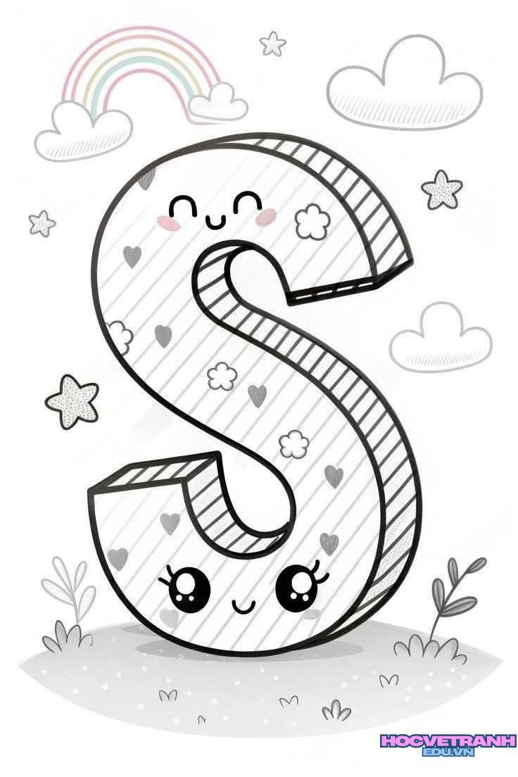 tranh tô màu chữ cái nhiều màu