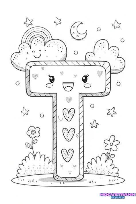 tranh tô màu chữ cái vui nhộn