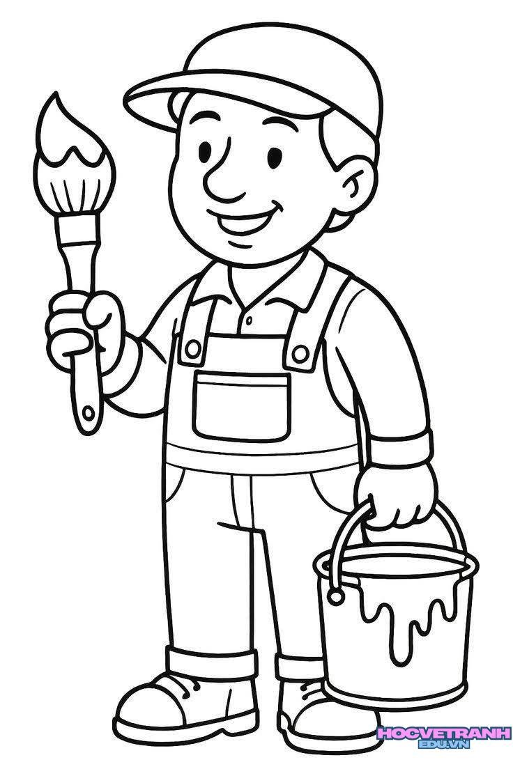 tranh tô màu chủ đề nghề công an