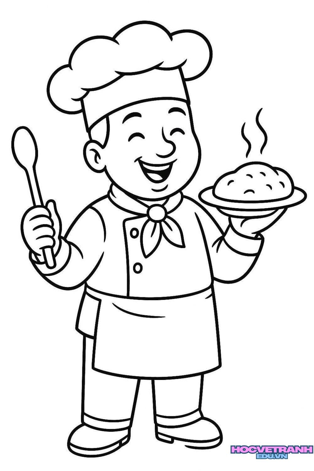 tranh tô màu chủ đề nghề đầu bếp