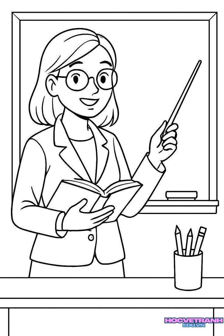 tranh tô màu chủ đề nghề giáo viên