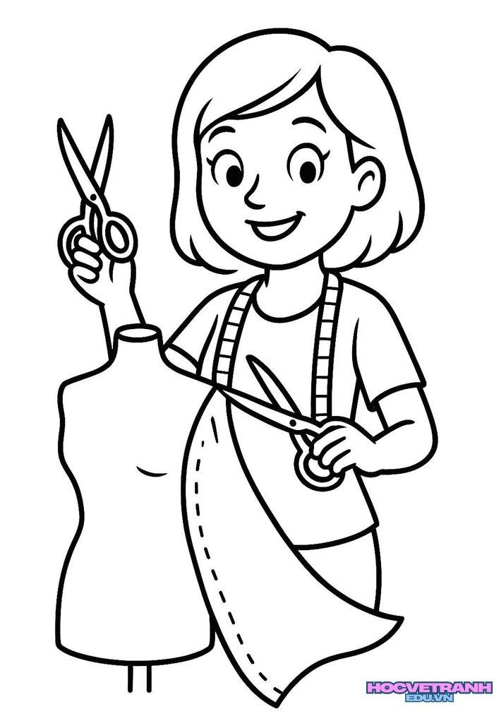 tranh tô màu chủ đề nghề nghiệp xinh
