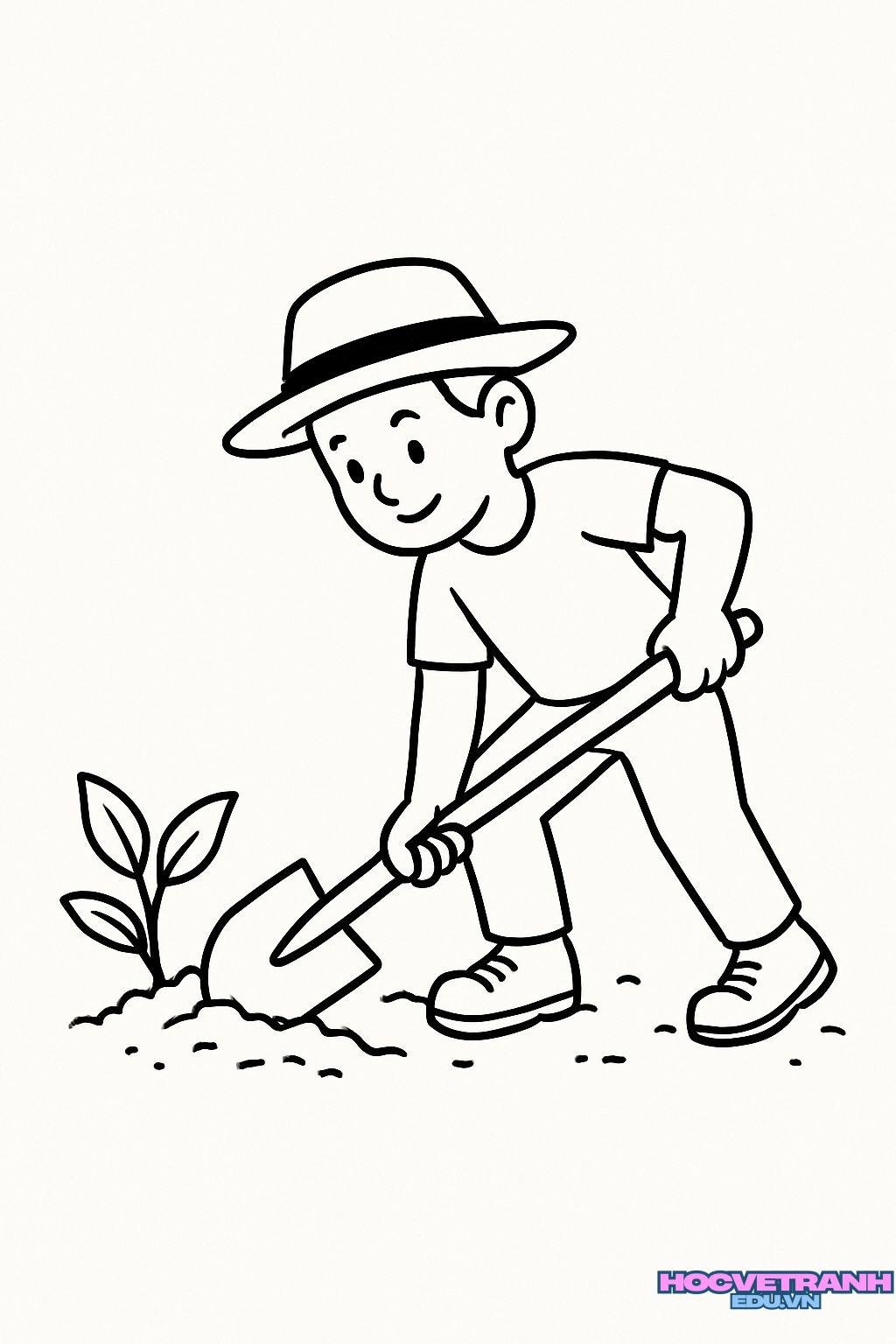 tranh tô màu chủ đề nghề nông dân