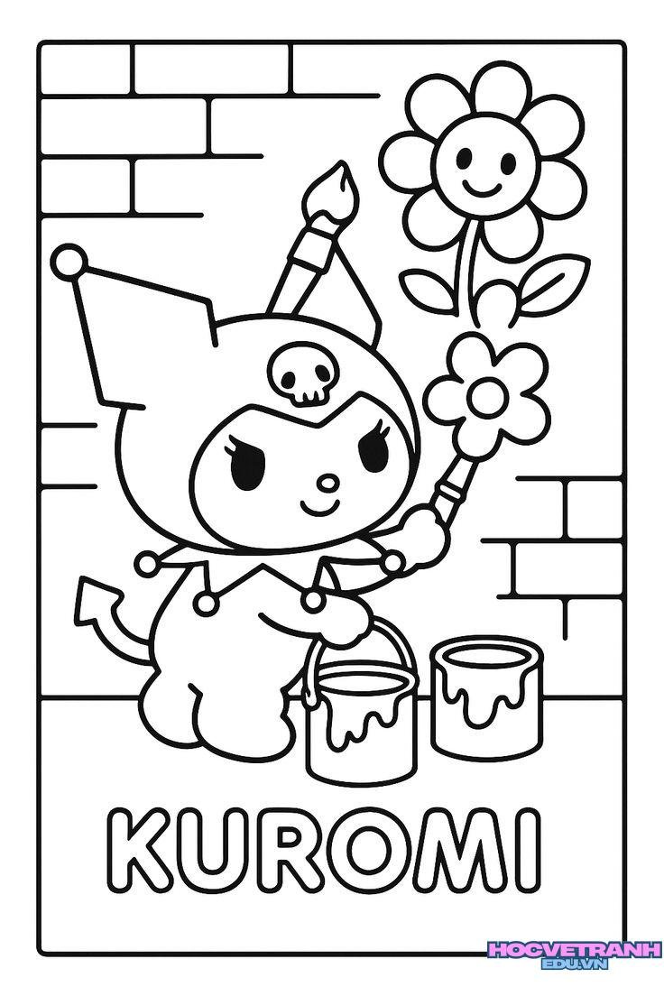 tranh tô màu cinnamoroll hoạt hình