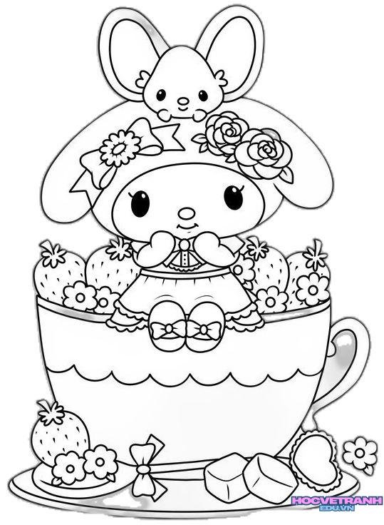 tranh tô màu cinnamoroll ngộ nghĩnh