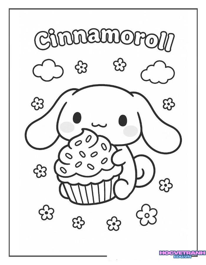 tranh tô màu cinnamoroll xinh đẹp