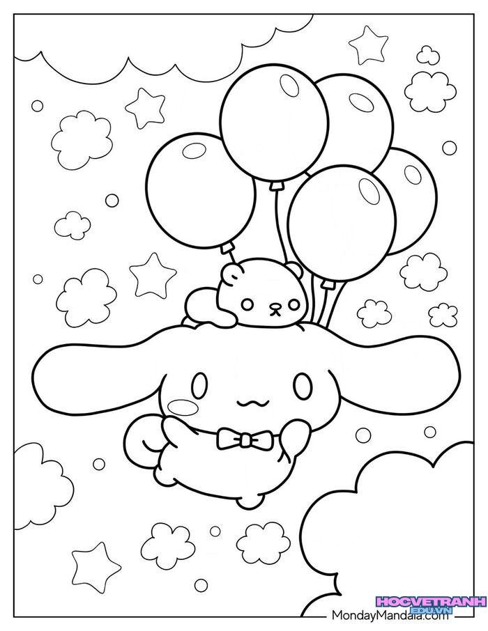 tranh tô màu cinnamoroll xinh nhất