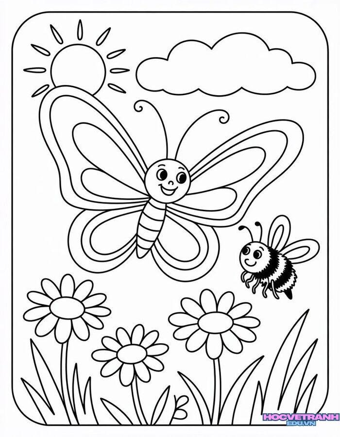 tranh tô màu con bướm cực xinh