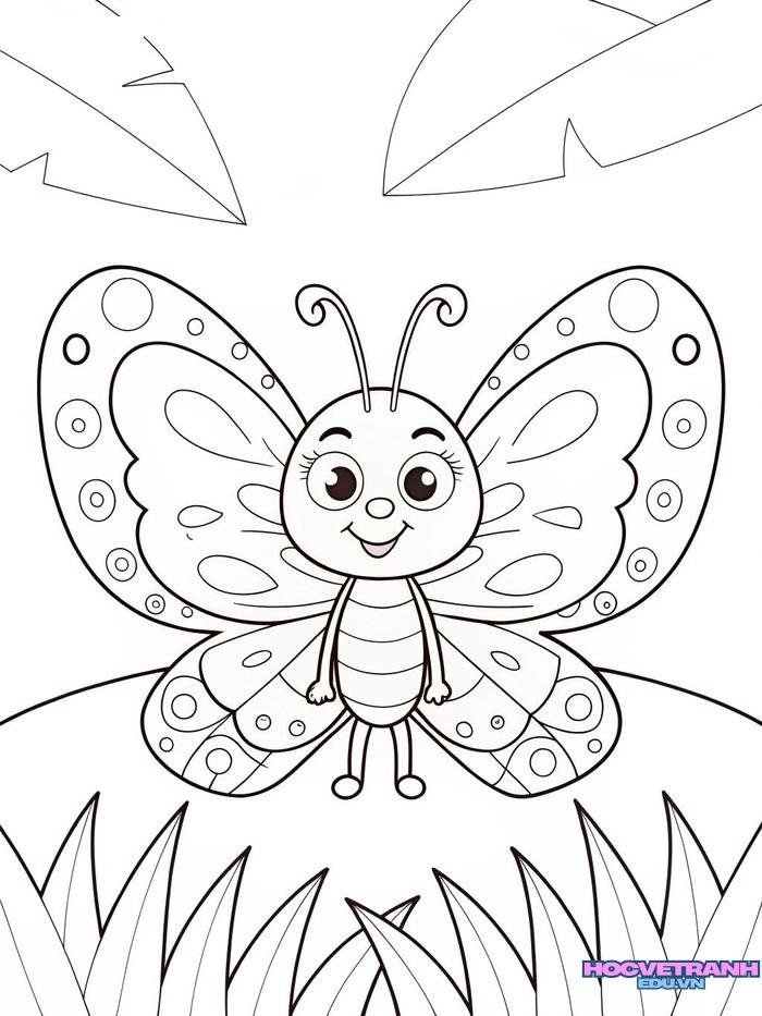 tranh tô màu con bướm cute