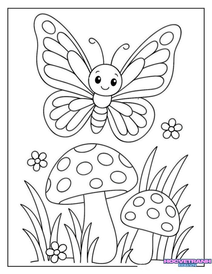 tranh tô màu con bướm đáng yêu nhất