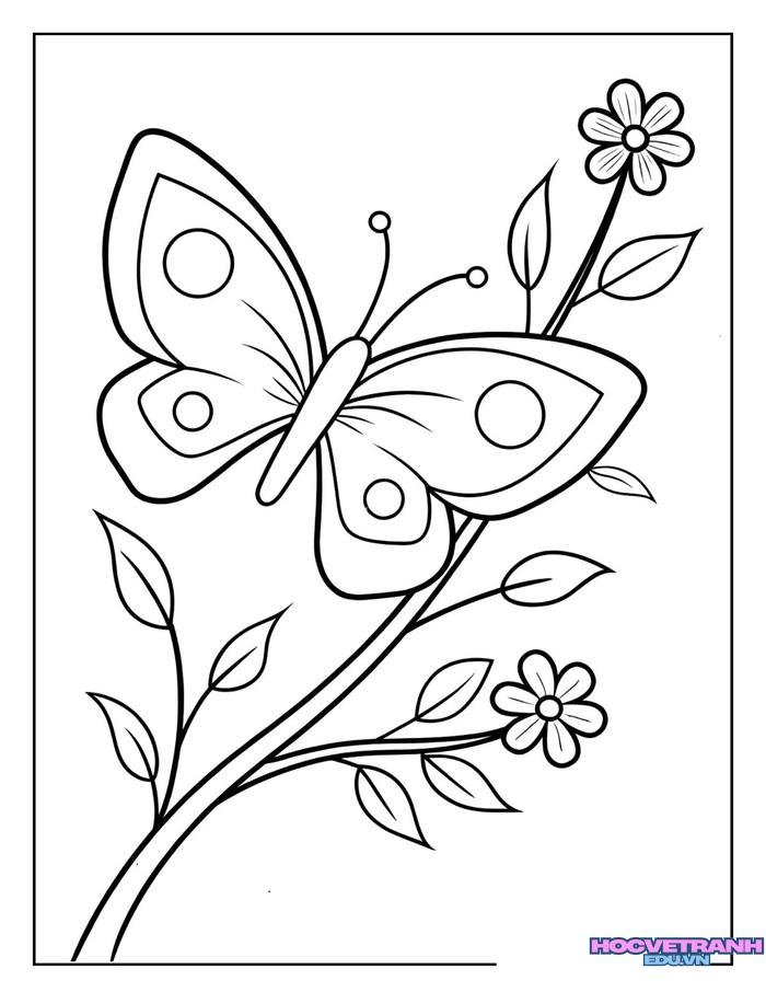 tranh tô màu con bướm đáng yêu