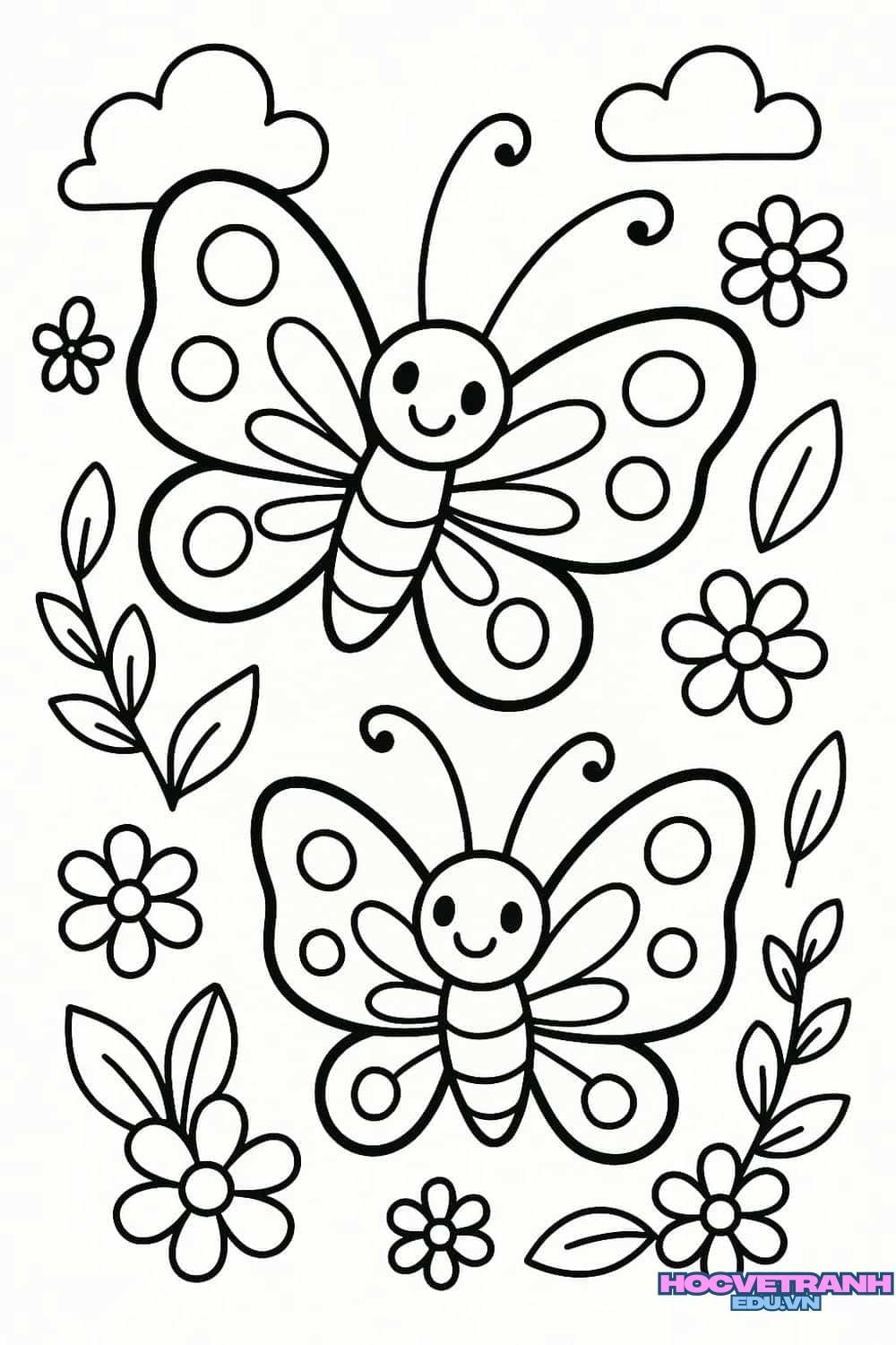tranh tô màu con bướm màu