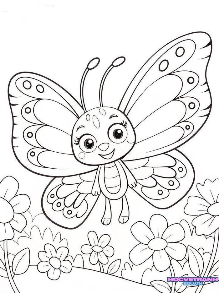 tranh tô màu con bướm siêu đáng yêu