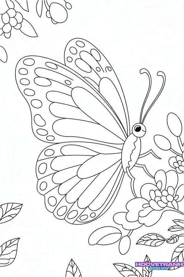 tranh tô màu con bướm siêu xinh