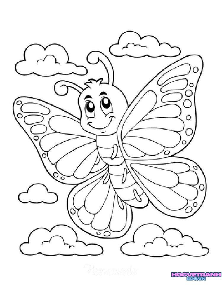 tranh tô màu con bướm vui