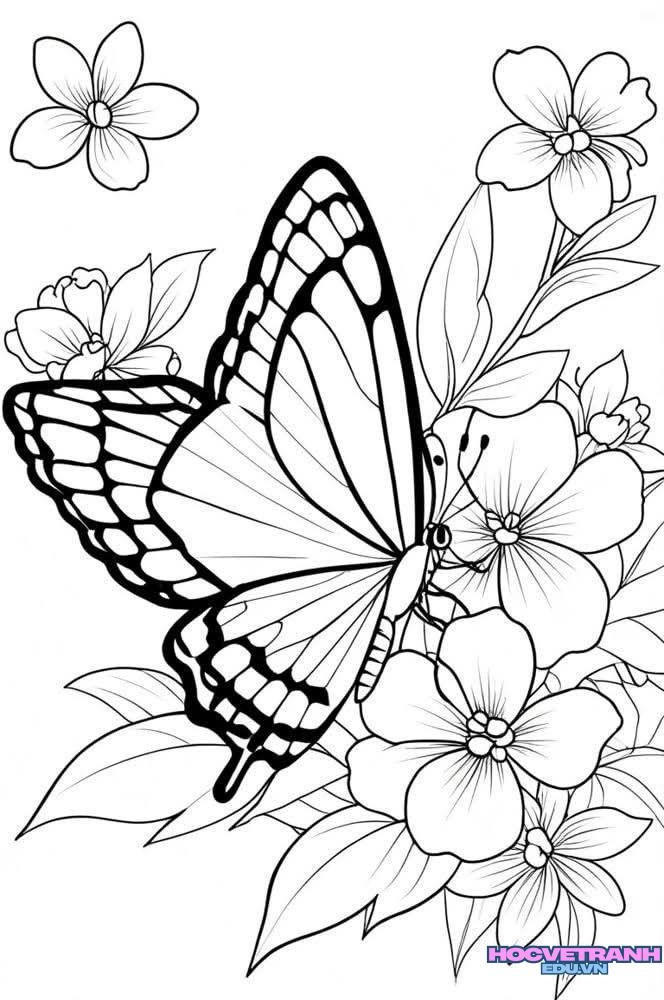 tranh tô màu con bướm xinh