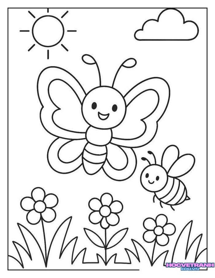 tranh tô màu con bướm xinh nhất