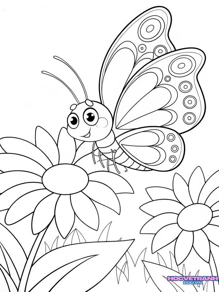tranh tô màu con bướm xinh