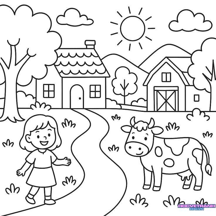 tranh tô màu đất nước tươi đẹp