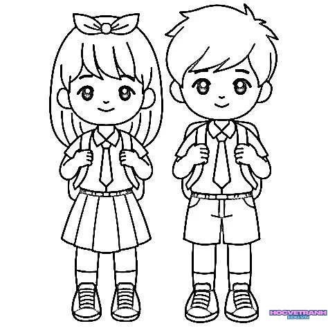 tranh tô màu đôi bạn trẻ