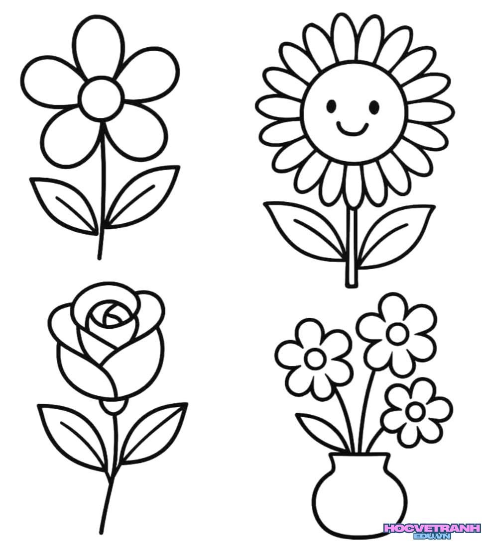 tranh tô màu hoa xinh
