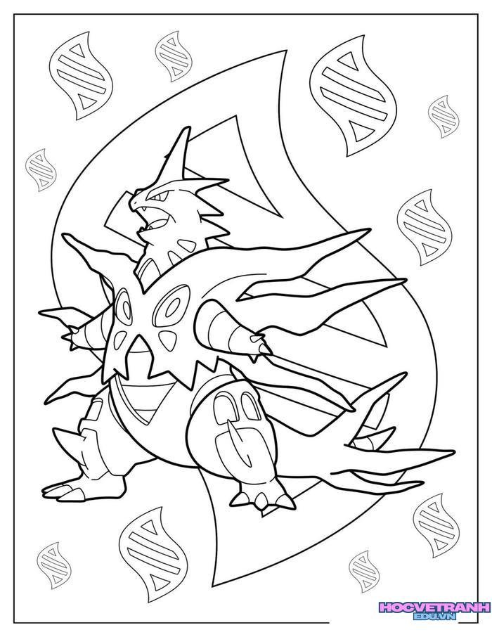 tranh tô màu pokemon mega 11