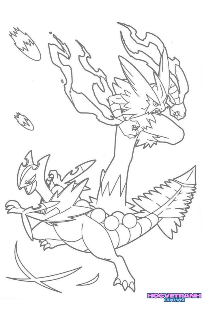 tranh tô màu pokemon mega 19