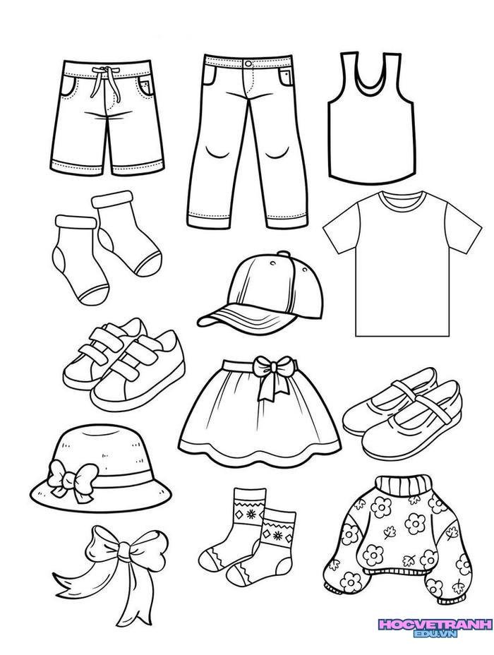 tranh tô màu quần áo bé trai bé gái 14