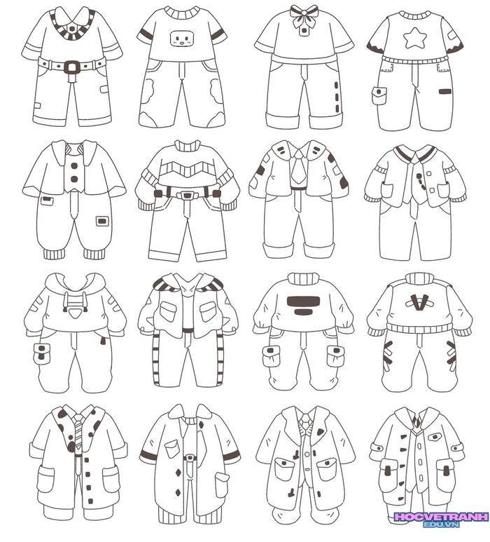 tranh tô màu quần áo bé trai bé gái 23