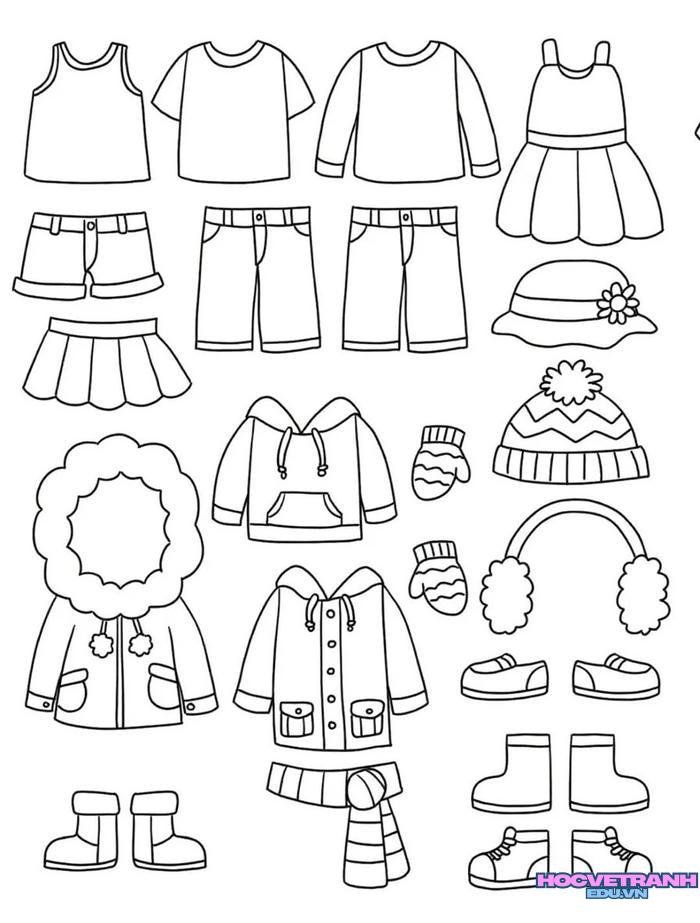 tranh tô màu quần áo bé trai bé gái 25