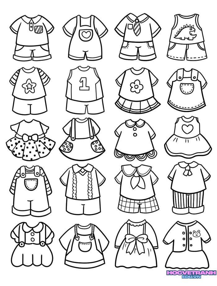 tranh tô màu quần áo bé trai bé gái 27