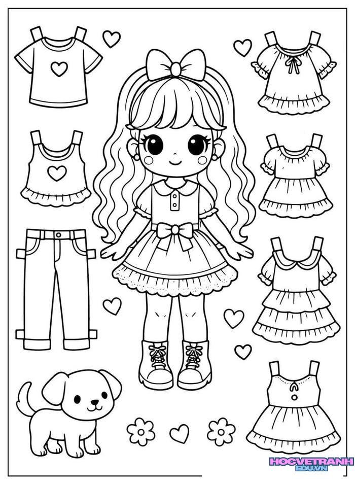 tranh tô màu quần áo bé trai bé gái 31