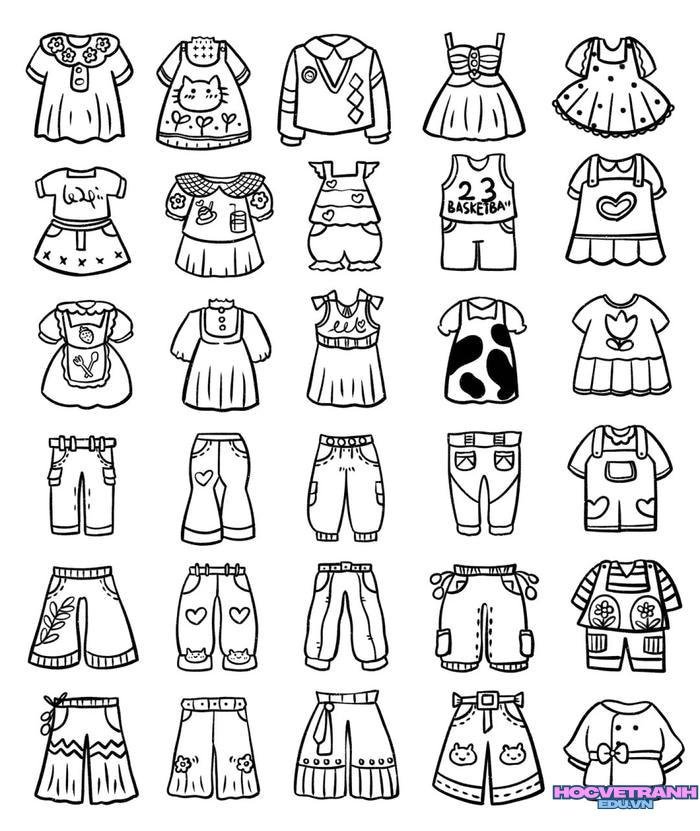 tranh tô màu quần áo bé trai bé gái 34