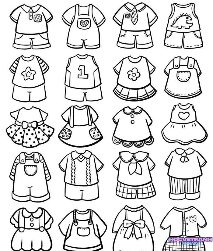 tranh tô màu quần áo bé trai bé gái 35