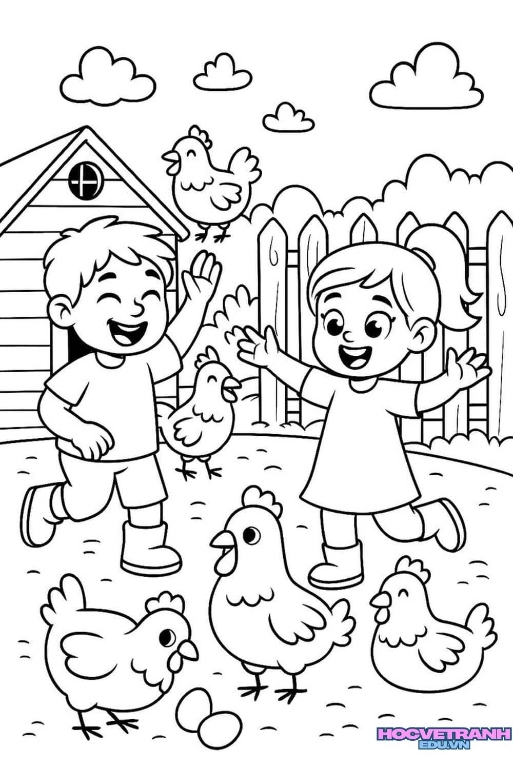 tranh tô màu quê hương tươi đẹp