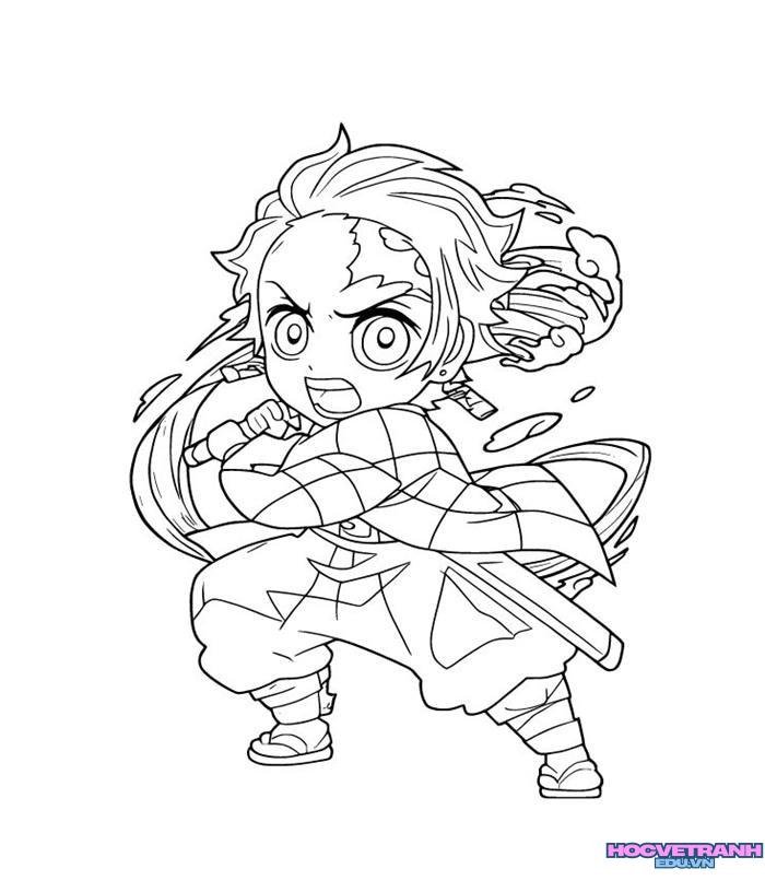 tranh tô màu tanjiro 11