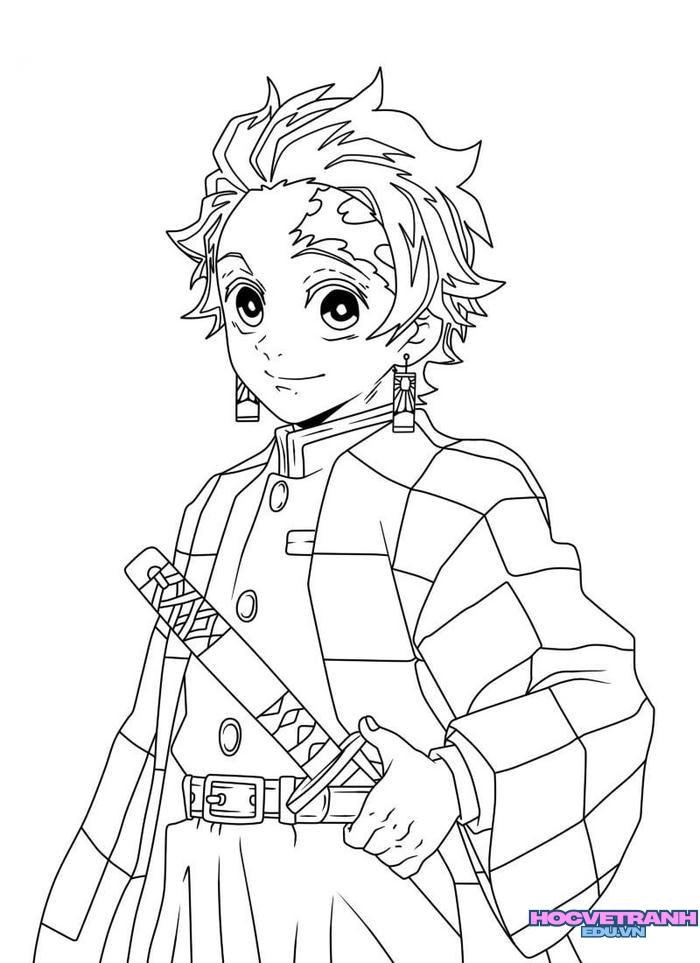 tranh tô màu tanjiro 12