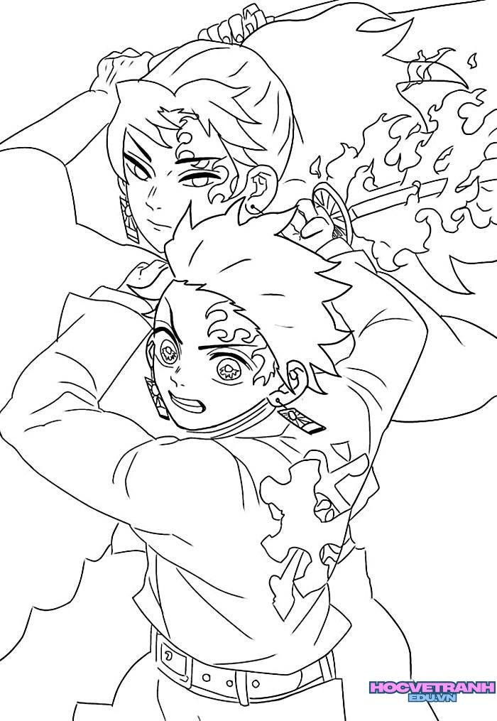 tranh tô màu tanjiro 15