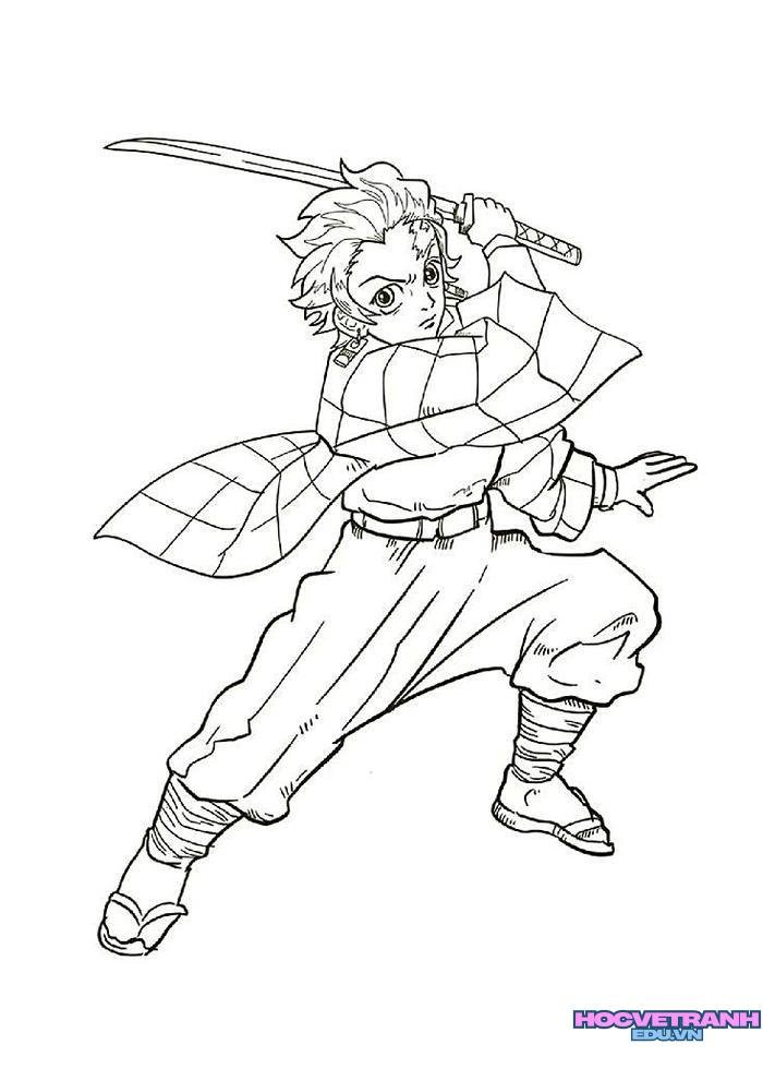 tranh tô màu tanjiro 16