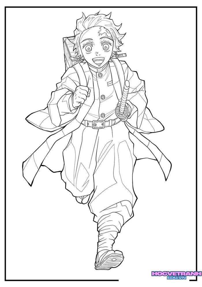 tranh tô màu tanjiro 17