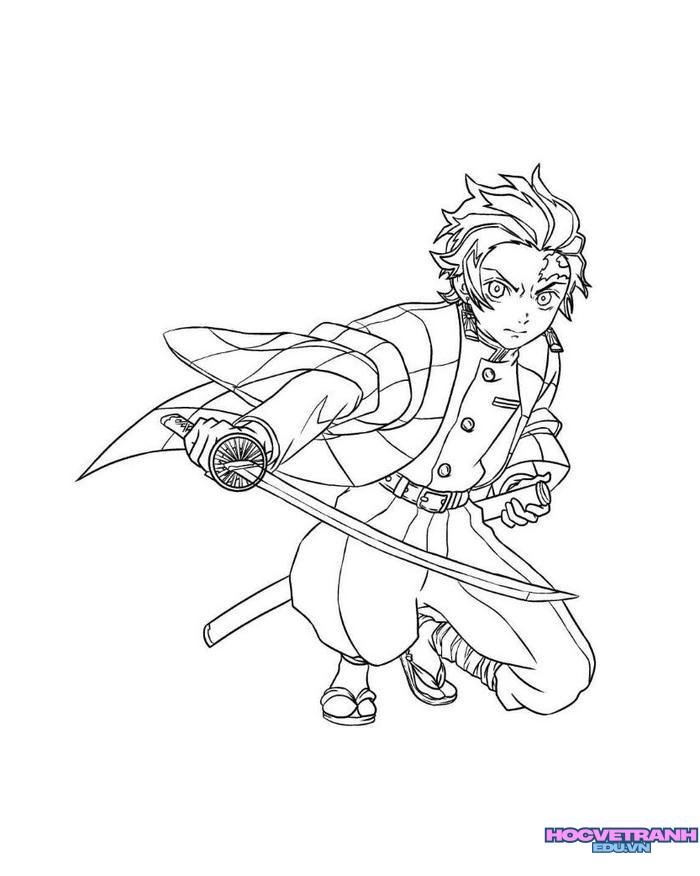 tranh tô màu tanjiro 19
