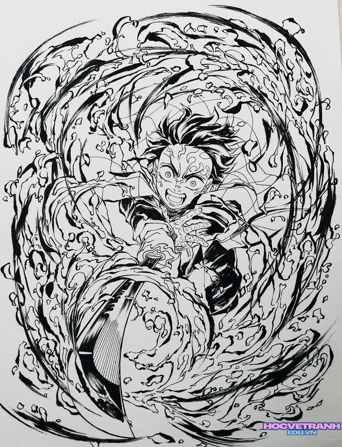 tranh tô màu tanjiro 2