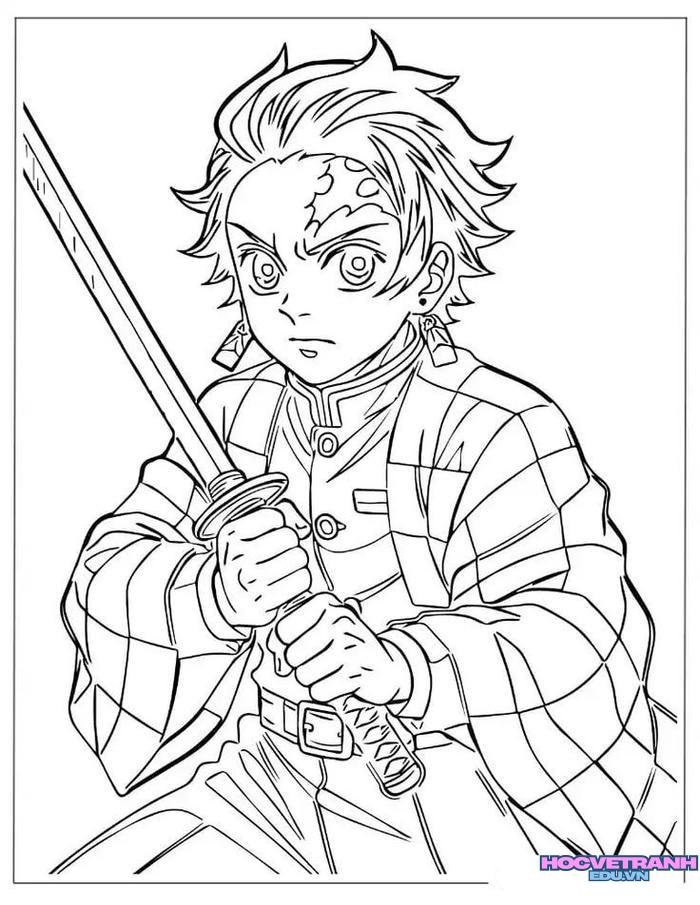 tranh tô màu tanjiro 21